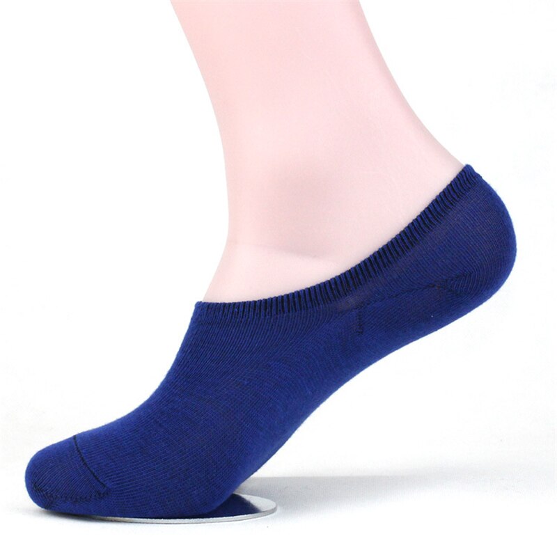 1 par forår sommer mænd sokker ensfarvet vild lavvandet mund felmen piger kvinde usynlig tøffel sports sokker: Wz047- blå