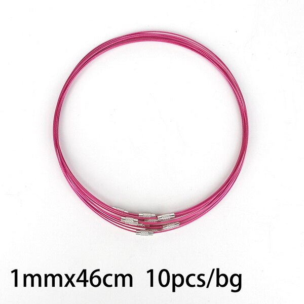 10 Stks/partij 46Cm Multicolor Gemengde Zilver Kleur Rvs Schroef Choker Ketting Draad Snoer Voor Diy Kettingen Craft Sieraden: Fuchsia