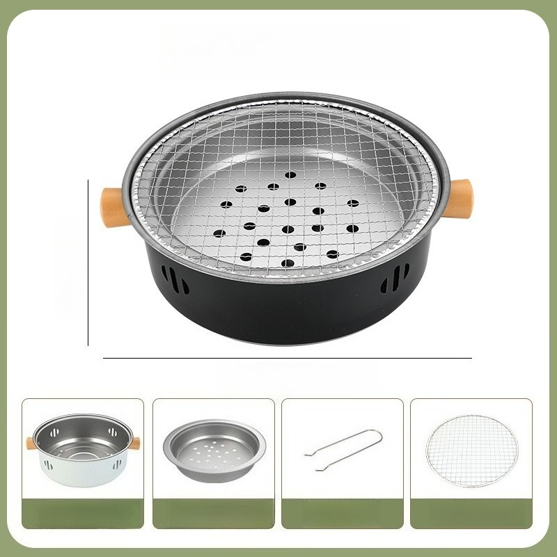 Portable Outdoor Barbecue Grill for A Picnic Barbecue and Barbecuing Barbecue Stove Set of Utensils Basin Tea Stove: Red