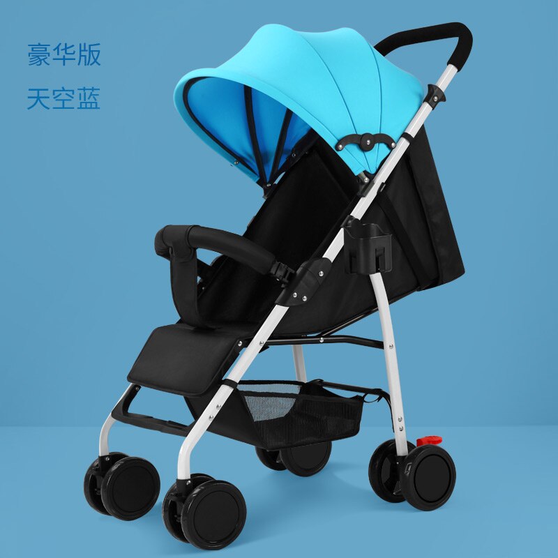 Baby Stroller Ultra Light Portable Can Sit Reclining Baby Umbrella Folding Shock Absorber Children Trolley Kinderwagen: sky blue