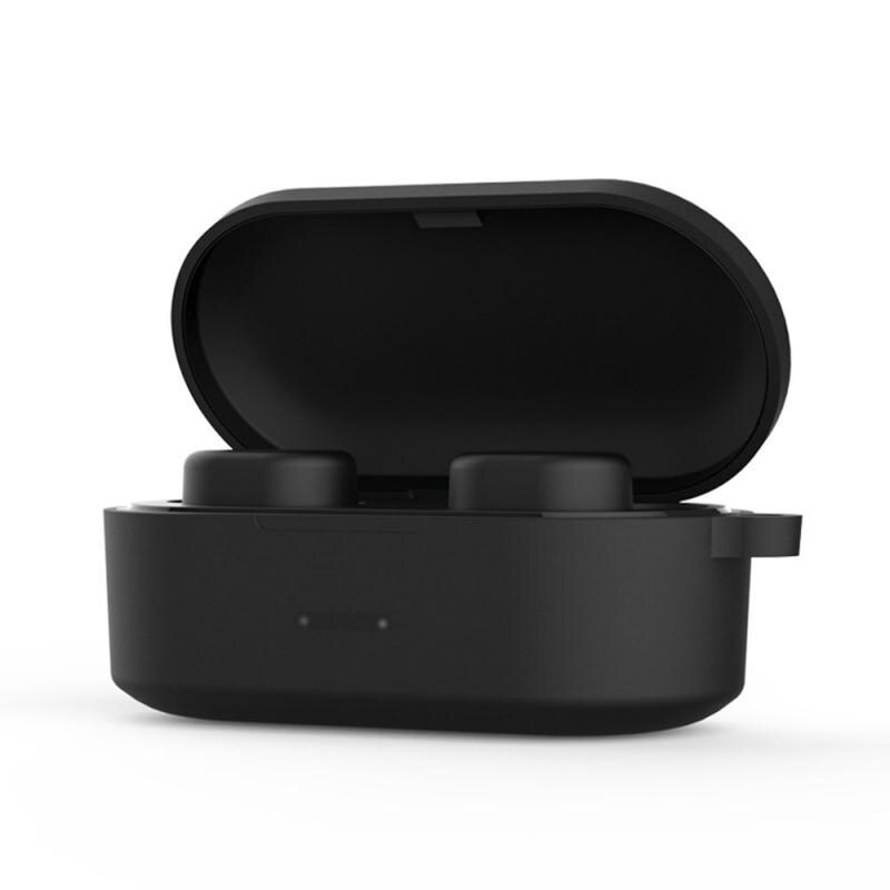 Caso do fone de ouvido de bluetooth apropriado para qcy t1s/qs2 conjunto de fone de ouvido de bluetooth capa protetora de silicone com gancho: black