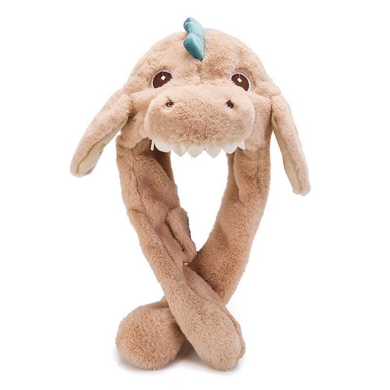 Cartoon Rabbit Ears Hat Lady Pinch Move Ears Toy Bunny Girlfriend Winter Kawaii Girl Shine Sombrero Cute Fluffy Cap: Baby sharks brown