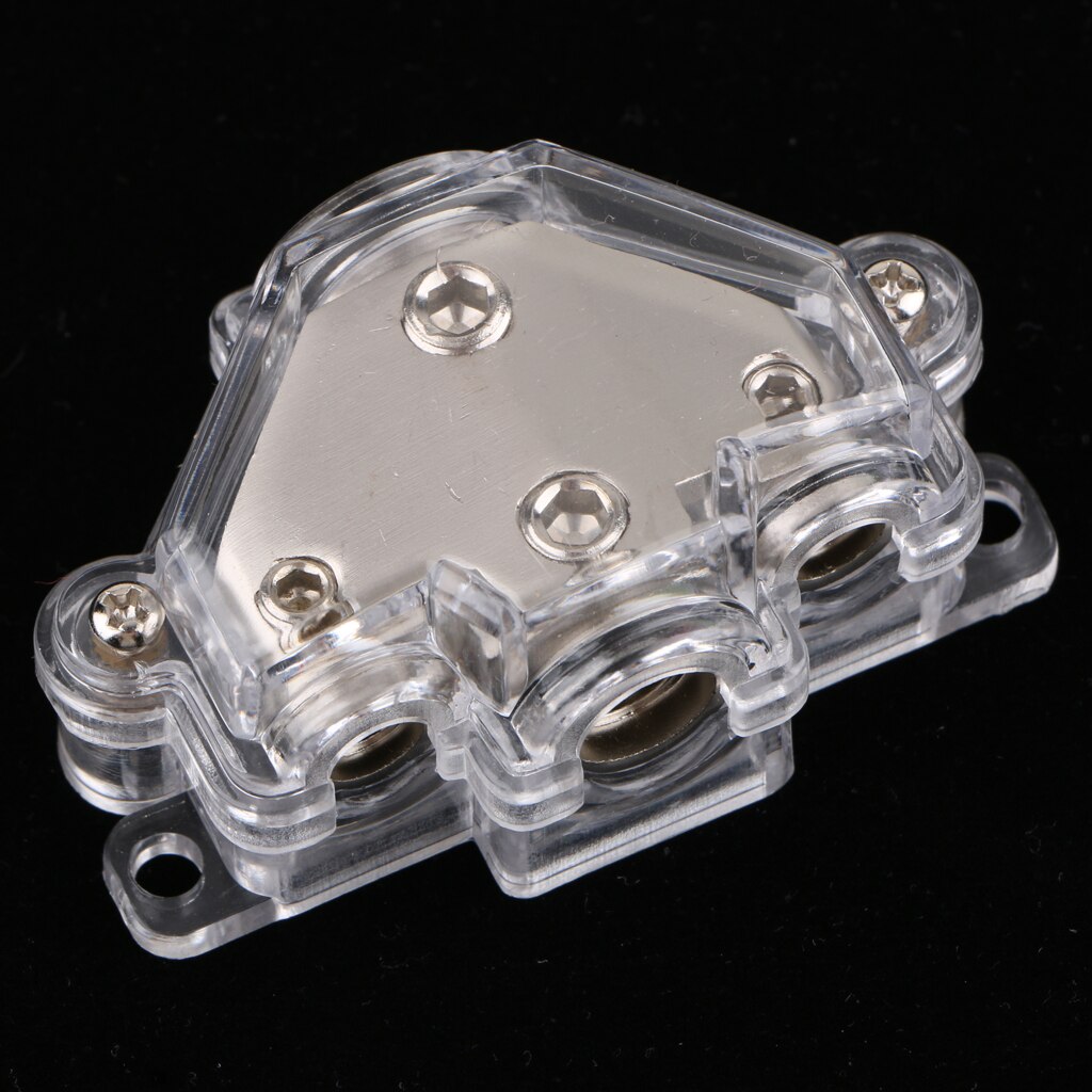 Car Automotive Power/Ground Cable Splitter Distribution Block 1 In 3 Out Nickel Plated