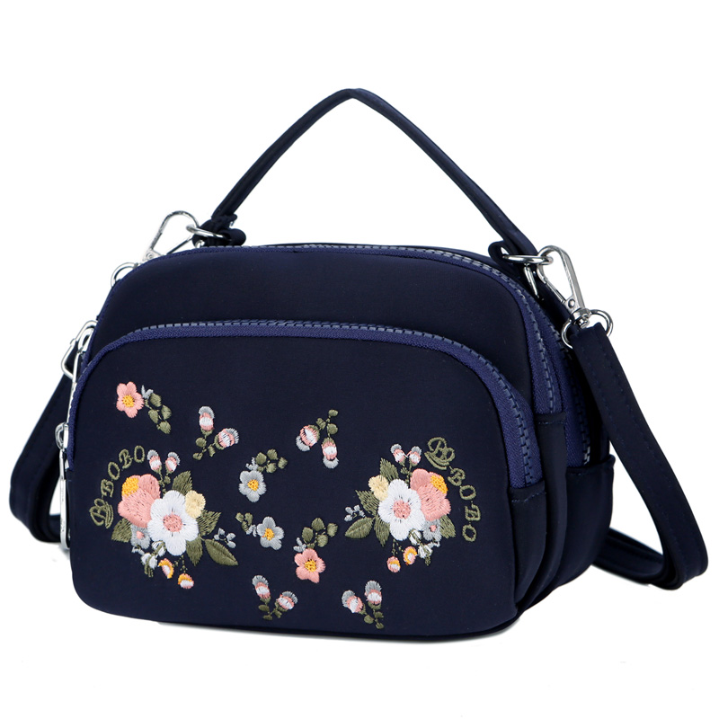 RUWB Stickerei Frauen Bote Taschen Weibliche Kleine Schulter Tasche Jahrgang Crossbody Für Dame Handtasche oben-griff Tote Bolsa Feminina: Blau