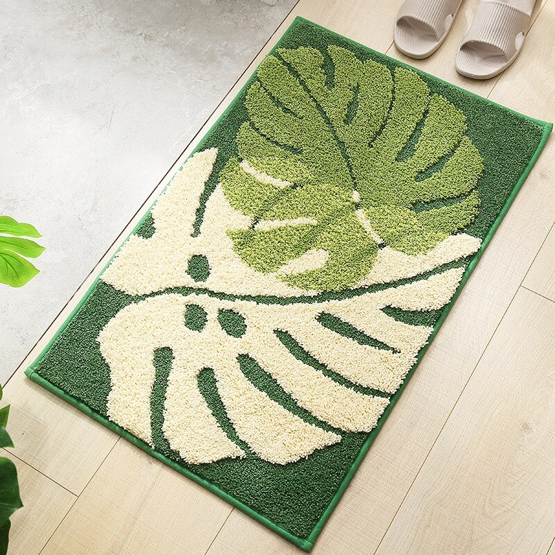 Anti-Slip Vloer Tapijt Blad Patroon Zachte Badkamer Mat Home Decor Absorberende Slaapkamer Hal Badmat Wc tapijt 1Pcs: luoyezhiqiu / 1piece 40x60cm
