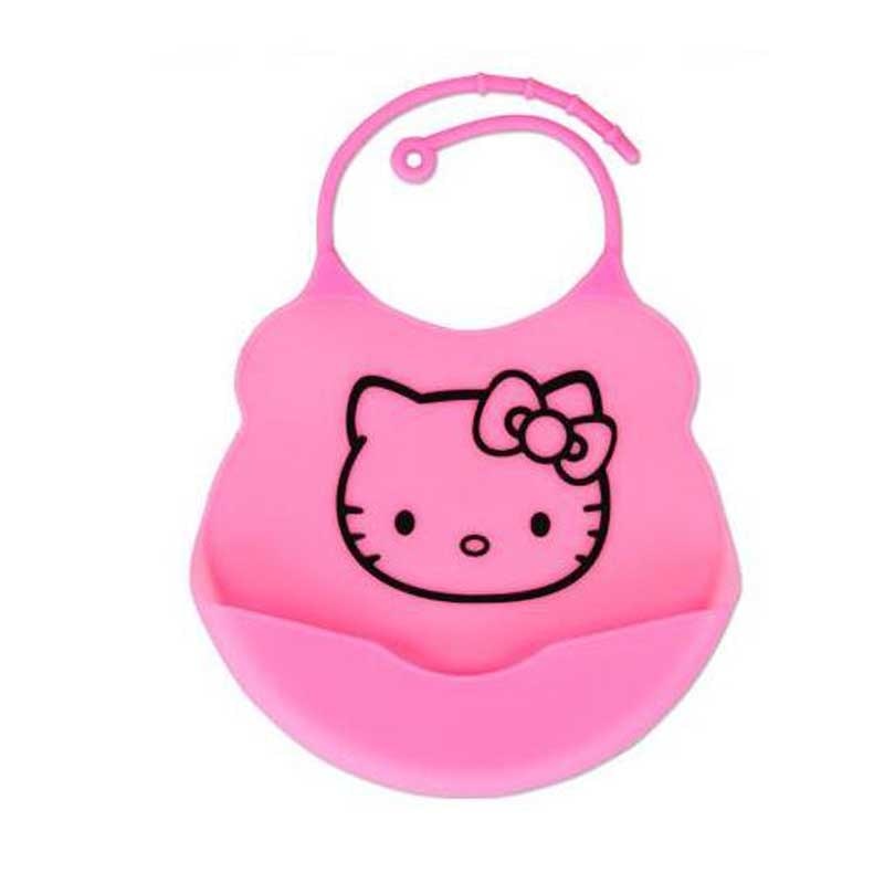 1pcs Cartoon Baby Bibs Waterproof Silicone Feeding aliva Towel Newborn Cartoon Waterproof Aprons Baby Bibs: pink