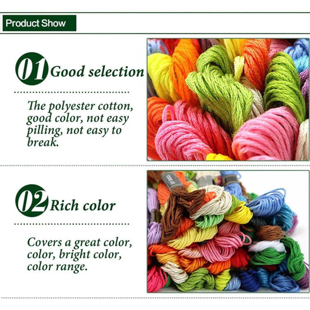 50 Colors Embroidery Thread Cotton Cross Stitch Floss Braiding Skeins Craft Sewing Thread DIY Sewing Tool