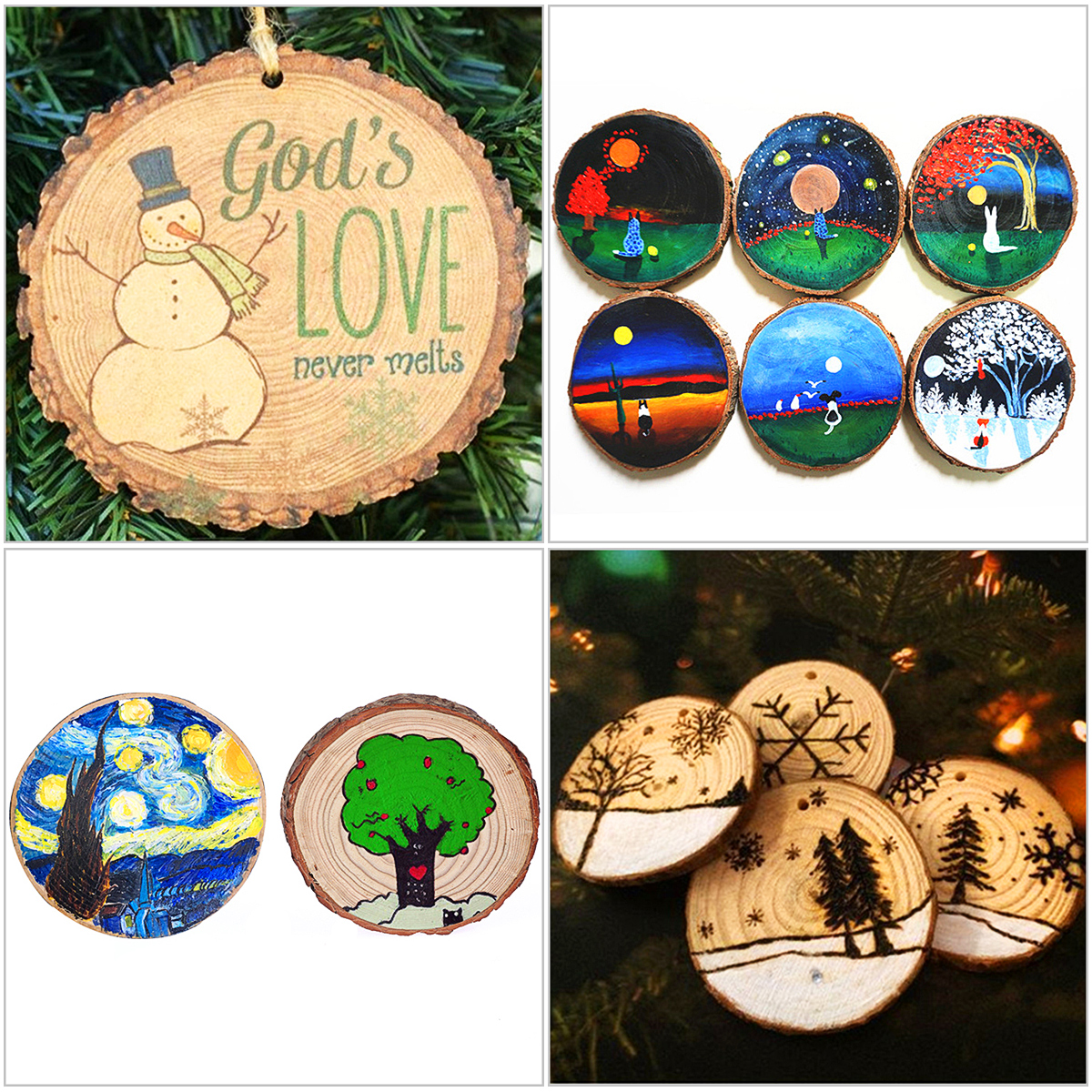 50 Uds. Rodajas circulares de madera rodajas de troncos de corteza de árbol para manualidades DIY, accesorios para fotos, adornos de Navidad para bodas