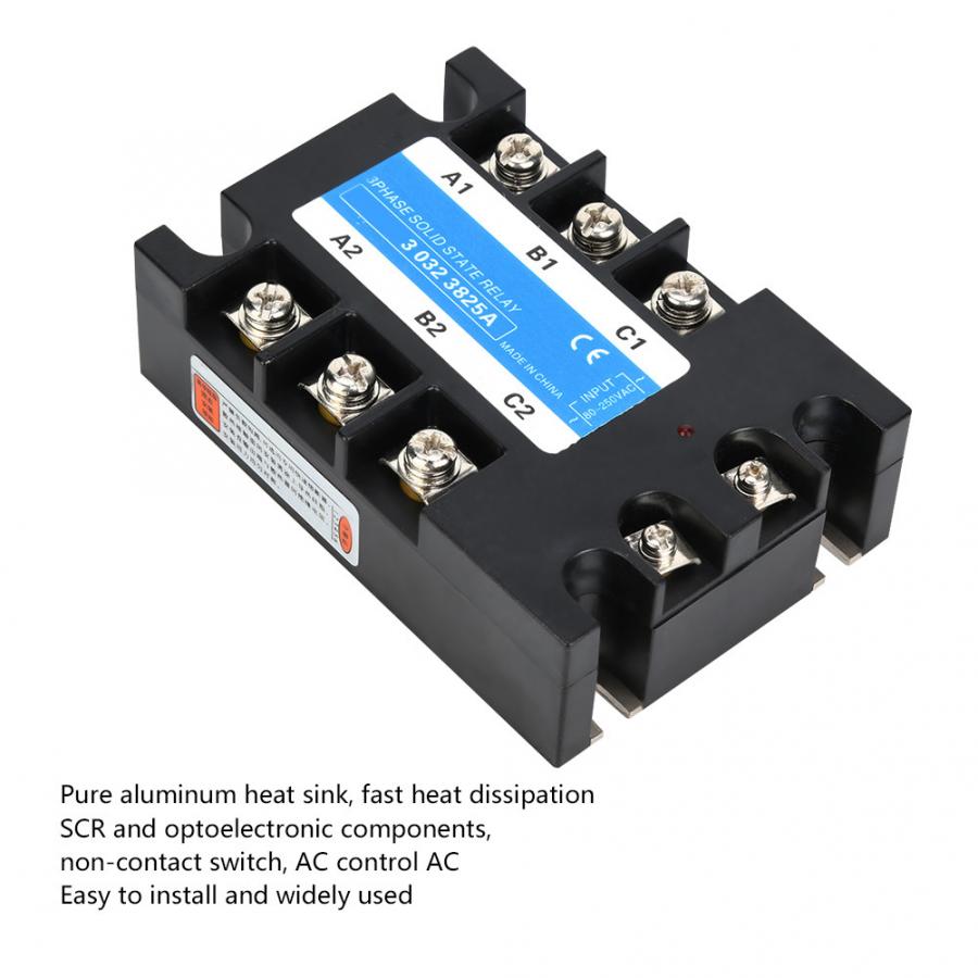 25A/40A/60A/80A/100A Three Phase Solid State Relay 80-250VAC Input SSR3 AC-AC Electrical Equipment for CNC Machinery