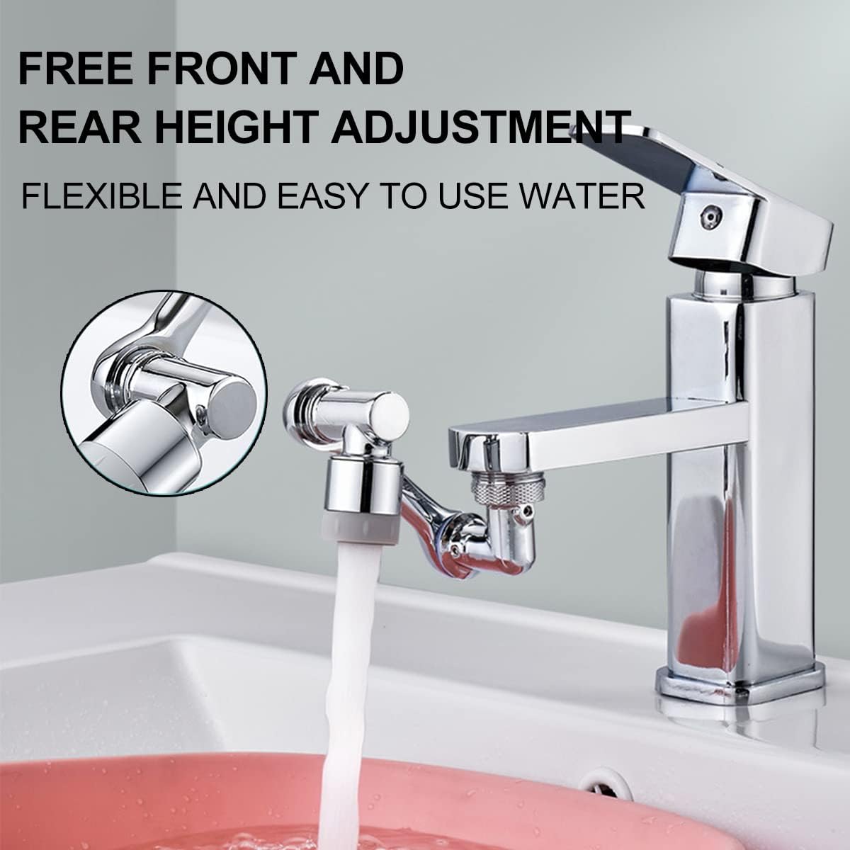 Rotatif à 1080° Robinet d'extension Tête de pulvérisation Buse de robinet d'eau Universel Robinet de salle de bain Extension de l'aérateur adaptateur 2 modes de pulvérisation