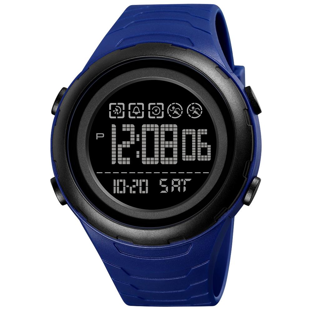 Skmei Japan Batterij Digitale Horloge Voor Man Led Light Dual Time Sport Big Dial Klok Waterdicht Pu Band Mannen horloge Reloj 1674: Blue Black