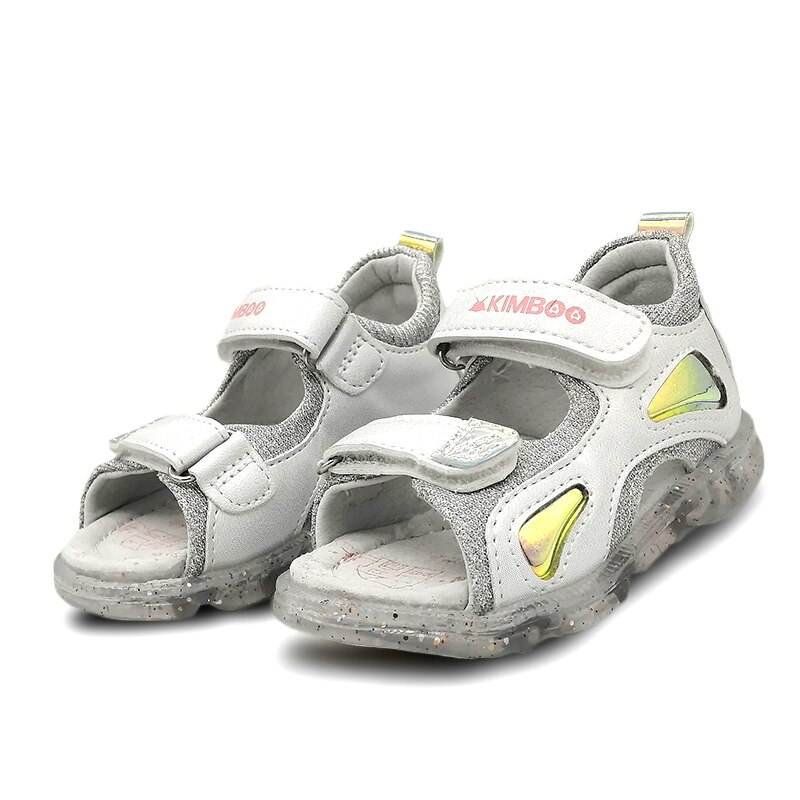 Sandali per ragazza ortopedici con supporto ad arco con paillettes in pelle PU scarpe per bambini rigide posteriori 13.2-16.2cm, scarpe per bambini antiscivolo: WHITE / 9