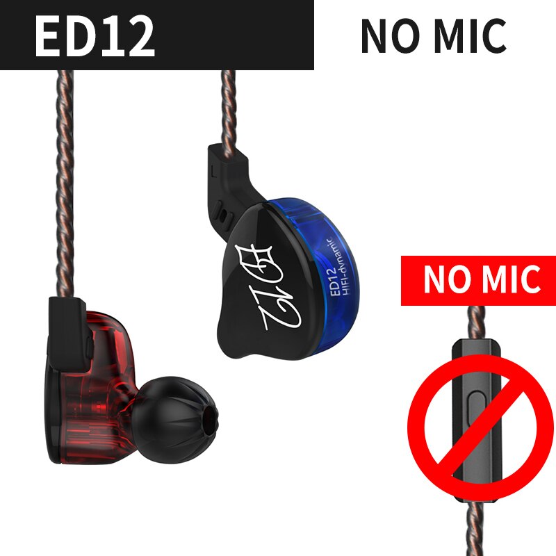 Kz ED12 Oortelefoon Afneembare Kabel Dynamische In-Ear Audio Hifi Muziek Sport Oordopjes Met Microfoon Headset Kz Edx Zst ES4 zsn Zsn Pro: Black no mic