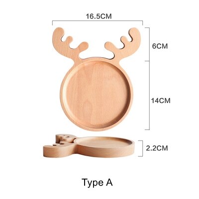 Wooden Cartoon Snack Tray Fruit Bread Dessert Cake Storage Tray Children Breakfast Cute Plate Kitchen Organizer Tools: Type A