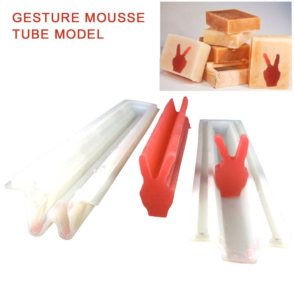 Siliconen zeepmal in de vorm van een gebaar, wasbare herbruikbare mousse cake tube mal voor het maken van taarten, doe-het-zelf knutselwerkjes: Default Title