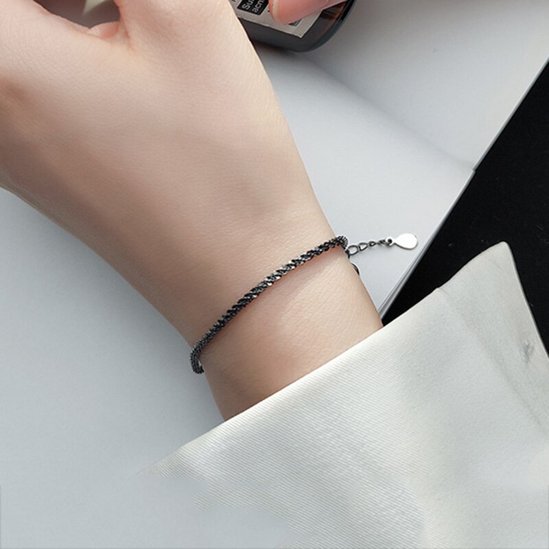 Inzat pulseira em prata esterlina 925 real, pulseira minimalista para mulheres, festa, boêmia, joias finas, acessórios para presente, hip-hop