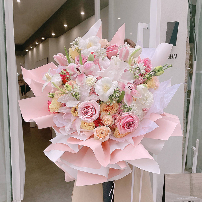 Double-sided Flower Wrapping Paper Two-Toned Waterproof Korean Bouquet Wrap Paper Set 20 Sheets