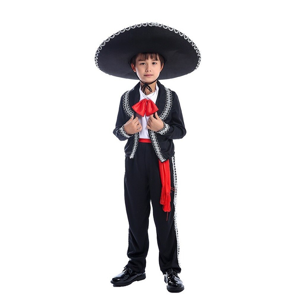 Garçons traditionnel mexicain Mariachi Amigo danseur chapeau chemise pantalon veste ensembles Halloween fête habiller enfants carnaval spectacle tenues