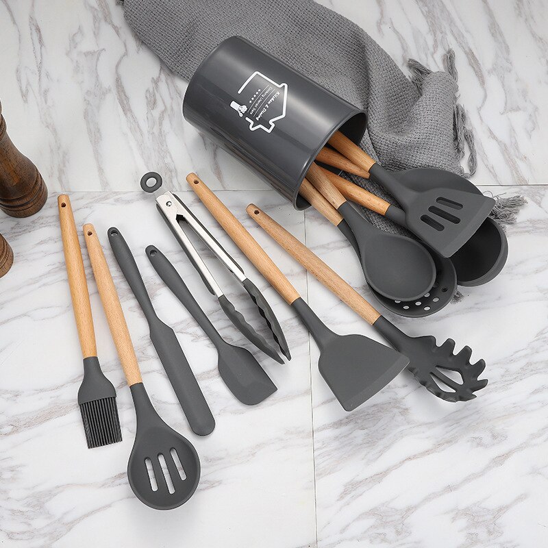 Silicone Spatula Turner Basting Brush Silicone Kitchenware Kitchen Accessories Set Cooking Gadgets Slotted Spoon Ladle Tools