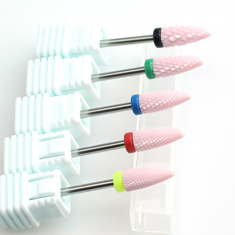 Máquina eléctrica para manicura, brocas cerámicas de 5 tipos, color rosa, lima de uñas, cutículas, fresa, herramientas de arte de uñas