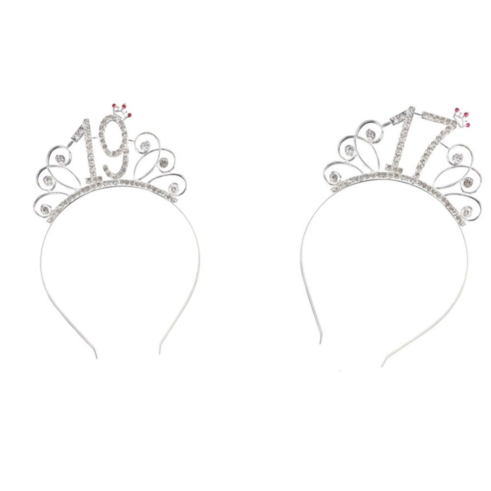 2 stuks verjaardagssjerp kroonset decoratie roségoud stempelen letterdruk etiquette riem feestbenodigdheden verkleedgunsten  (17 jaar
