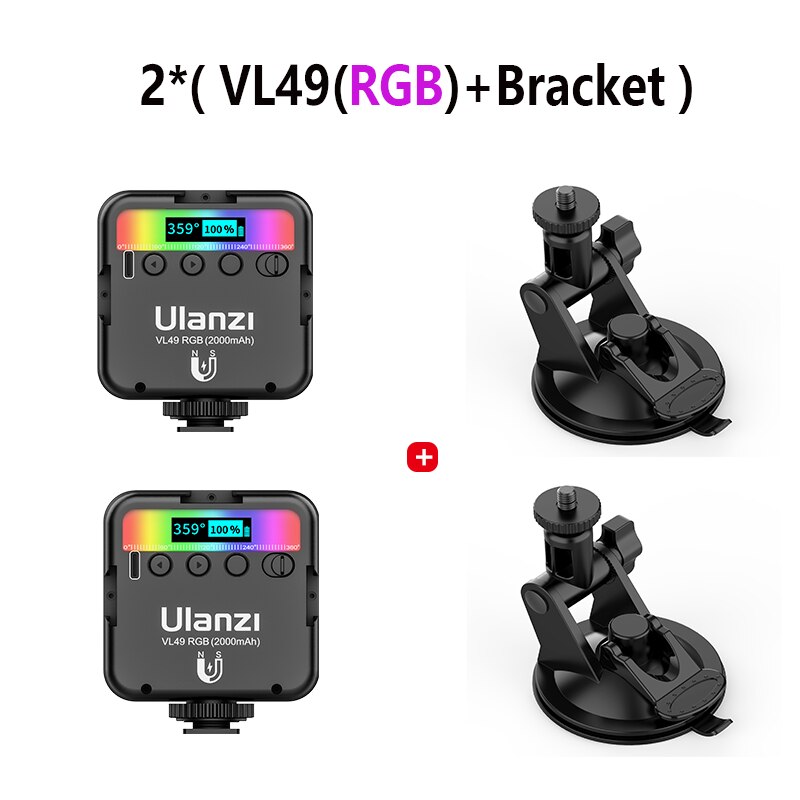 Ulanzi rb08 rgb 2500k-9000k mini vídeo led luz de preenchimento bateria embutida para o estúdio de tiro da câmera do telefone com sapata fria 3