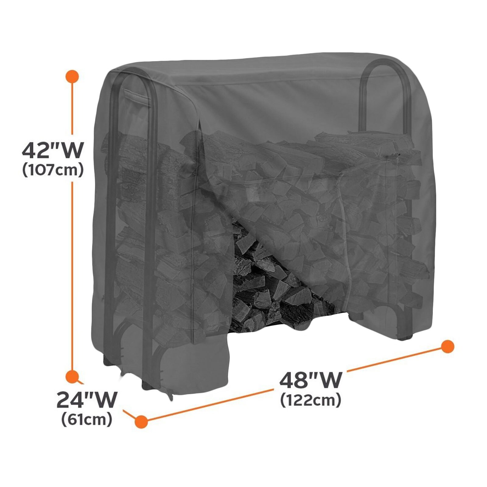 Storage Shelf Cover Fire Wood Storage Covers Rain Cover 210D Dust-proof Oxford Cloth 4/8 FT Black Fireplace Logs Holder Covering