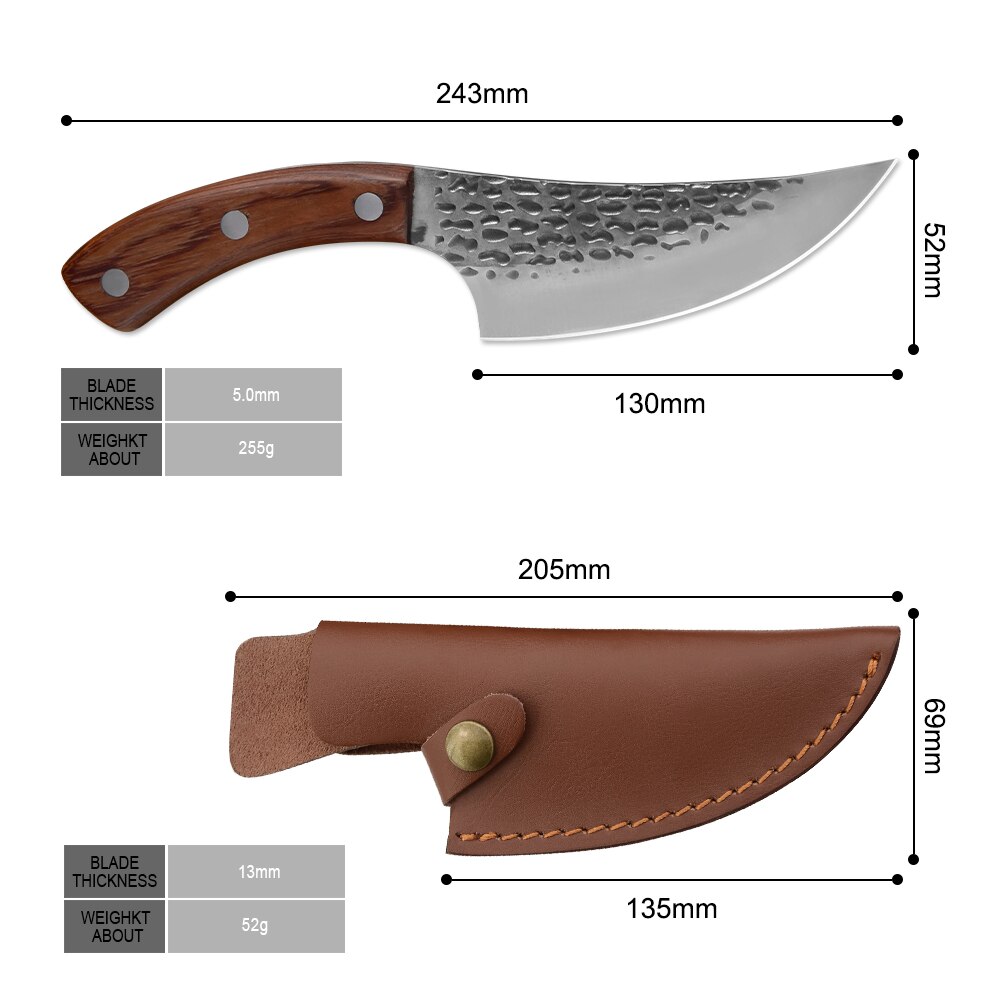 Cuchillo de cuchilla de Chef serbio de 5,5 pulgadas, cuchillo afilado para tallar de acero inoxidable, cuchillo de deshuesar, funda, caja de para amigos: 2PCS-A