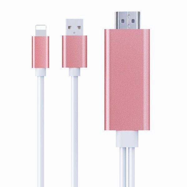 Cable HDMI para Cable Lightning a HDMI HDTV TV AV adaptador de Cable USB 1080 para el iPad de aire/iPad mini 2 3 4 iPhone X 8 7 6 6S Plus iOS: Rosa