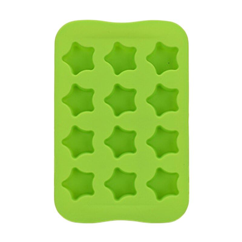 Ice Cube Tray Food Grade Silicone Mold Chocolate Mould 12 Grids Soft Ice Maker Jelly Pudding Mould Ice Cube Maker: Green-C