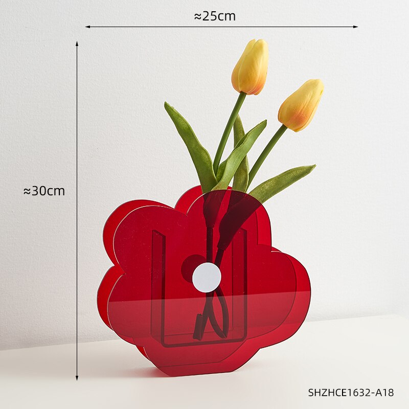 Vase en acrylique Transparent, décoration nordique, décoration de Table pour la maison, salon, chambre à coucher, décoration de bureau,: Combination 8