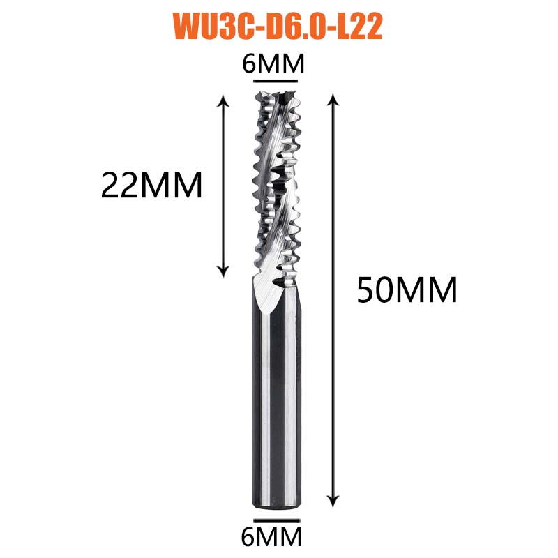 Dreanique, 1 unidad, 3 flautas, fresa de desbaste de alta resistencia de carburo sólido, 4mm-12mm, ranura para carpintería, CNC, grano grueso más rugoso: 10.5 mm