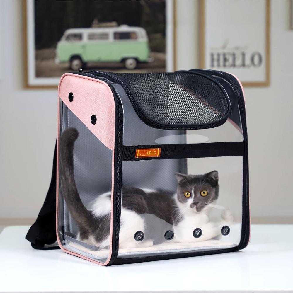 Mochila para mascotas de 1,6 kg, Transportín para perros, para exteriores, de PVC, transpirable, bolsa de viaje, bolso plegable para transportar gatos
