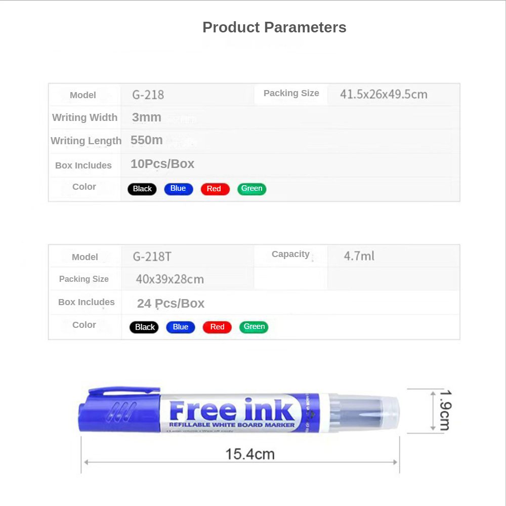 10 Stück löschbares Whiteboard-Marker-einstellen, Stift, trocken abwischbares Schild, 24 Stück Tinte, nachfüllbar, Büro, Schulbedarf, Studentengeschenk