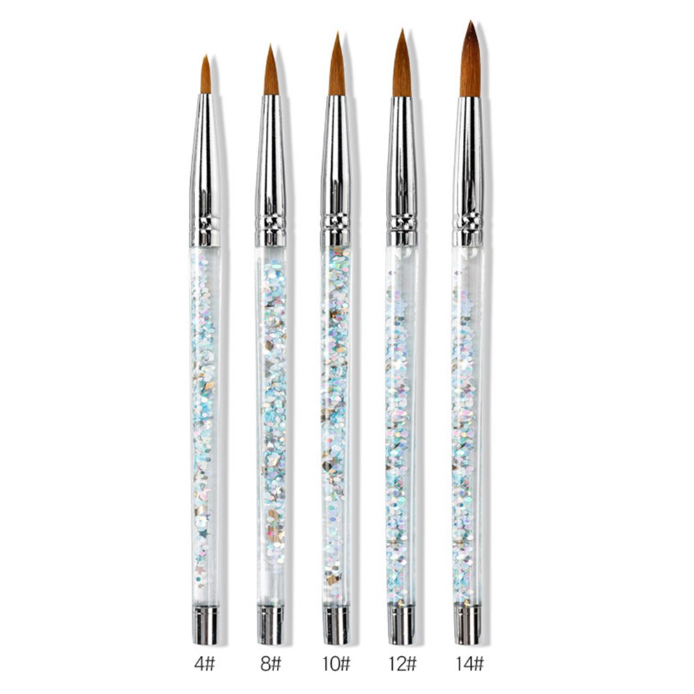 Pincel de unha acrílico de nylon, escova de polimento gel uv, esmalte para unhas artísticas, moda, ferramenta de manicure com cabo de glitter líquido
