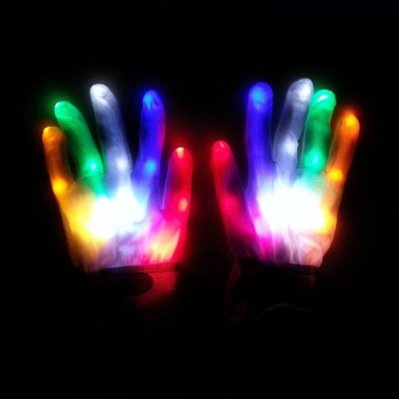 LED Gloves Neon Guantes Glowing Halloween Party Light Luminous party Skull Stage Props Gloves Flashing Costume Supplies O0T4