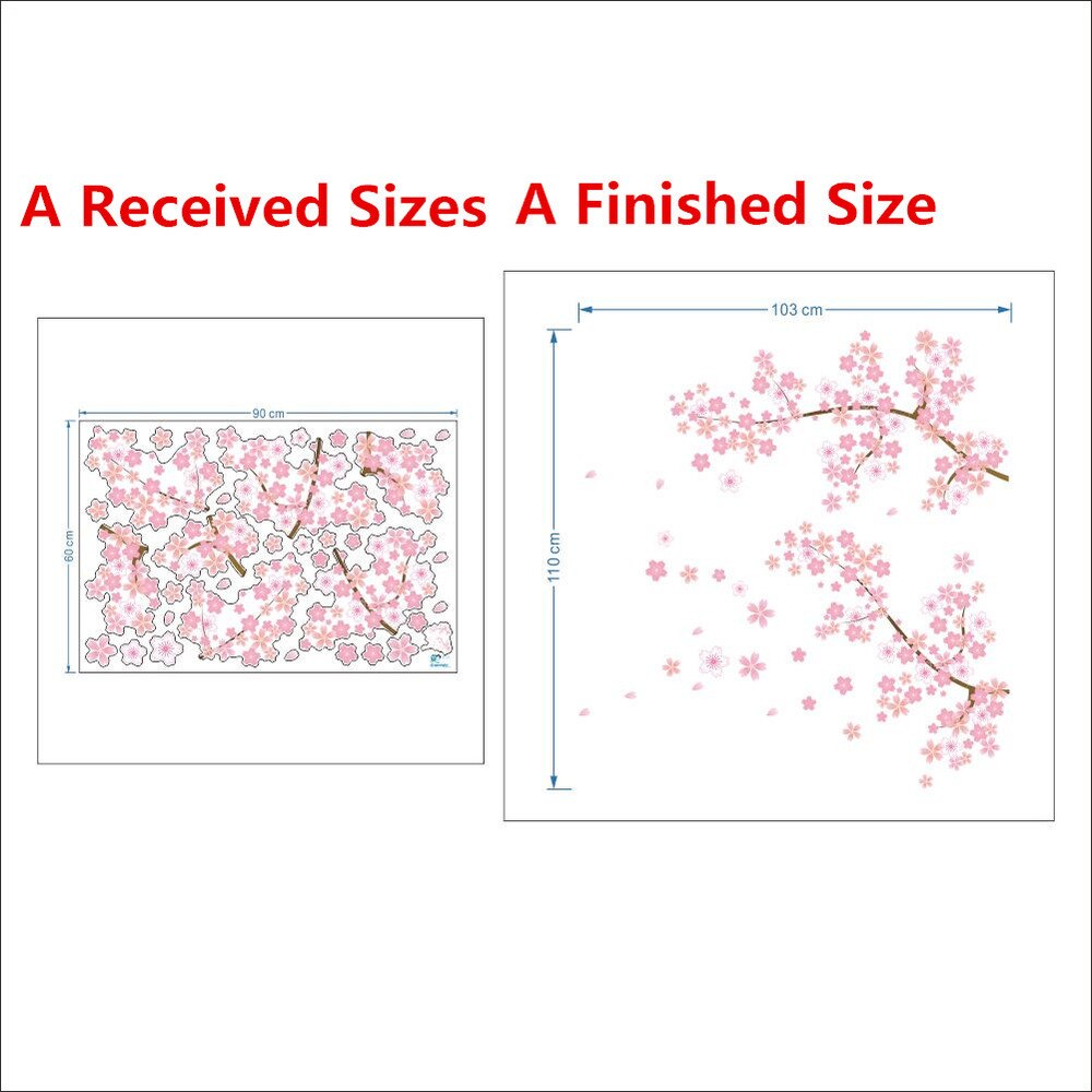 DIY Pink flower tree wall sticker Living Room Bedroom Wall Decal TV Sofa Background Home Decor Mural Wallpaper: A