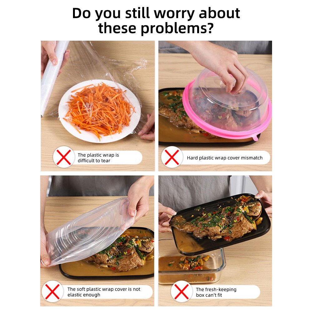 Reusable Food Storage Silicone Covers Set Bowl Plate Wrap Elastic Fruit Vacuum Seal Lid for Freezer/Microwave