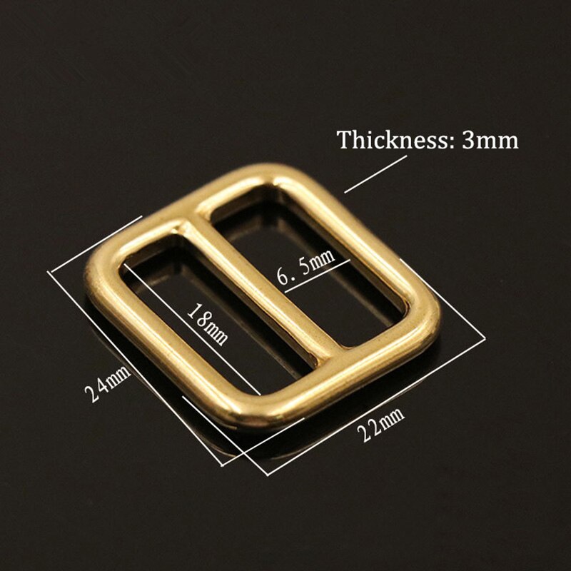 Solid Brass Rectangular Adjuster Buckle Cast Tri Glide Slide Backpack Strip webbing leather craft Bag Shoulder Strap Belt: 18mm