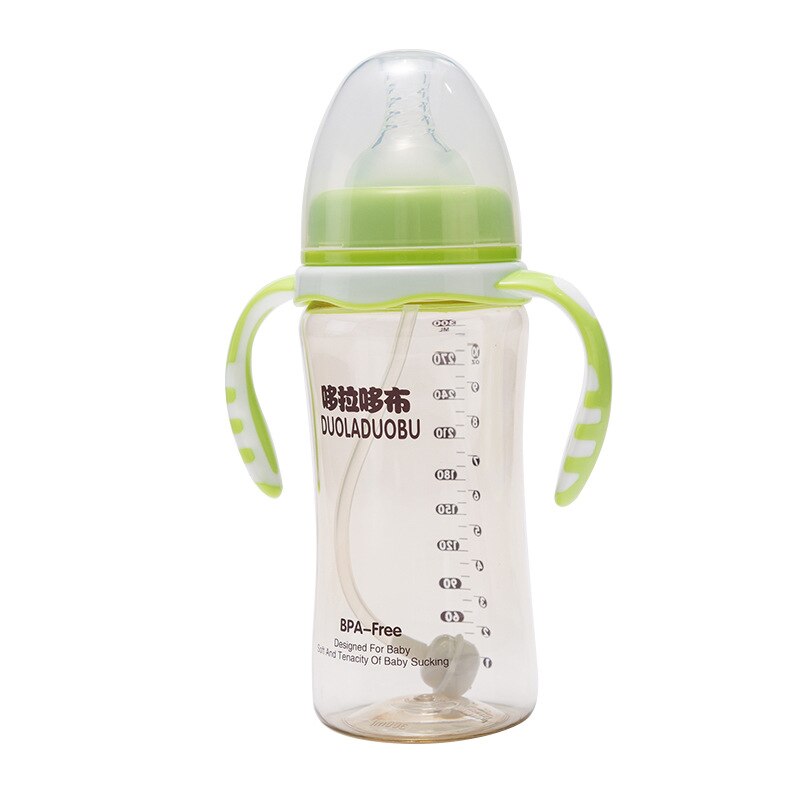 300Ml Zuigfles Stro Flessen Voor Kinderen Met Ppus Zuigfles Pasgeboren Verpleging Fles Bpa Gratis Luxe fopspeen: 300ml Green