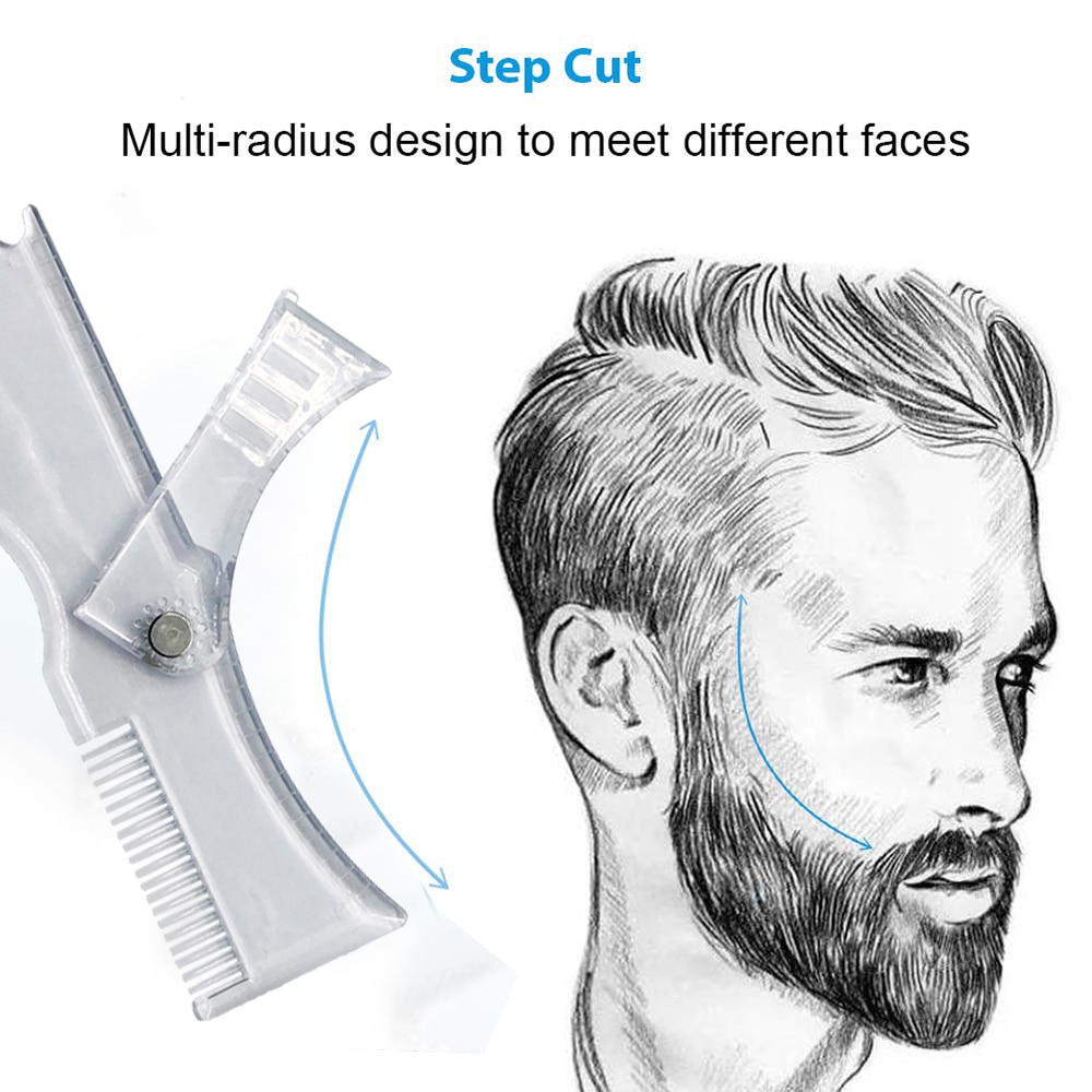 Beard Shaping Template Rotating Mustache Styling Comb Transparent Men Beard Shaver Beauty Tool