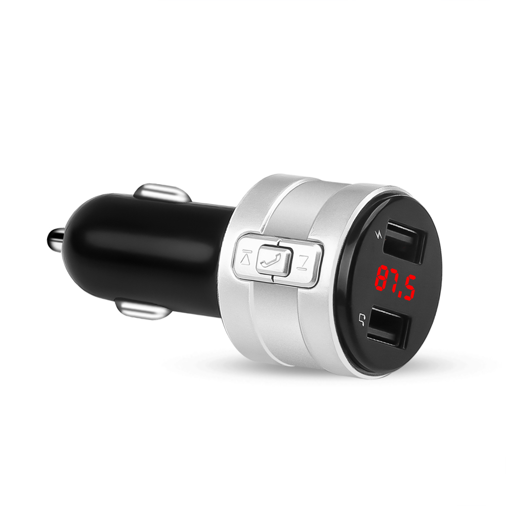 Car Bluetooth 4.2 FM Transmitter Modulator 3.1A Dual USB Ports Car Charger MP3 Player Wireless Audio Receiver Handfree Kit Hh: Silver