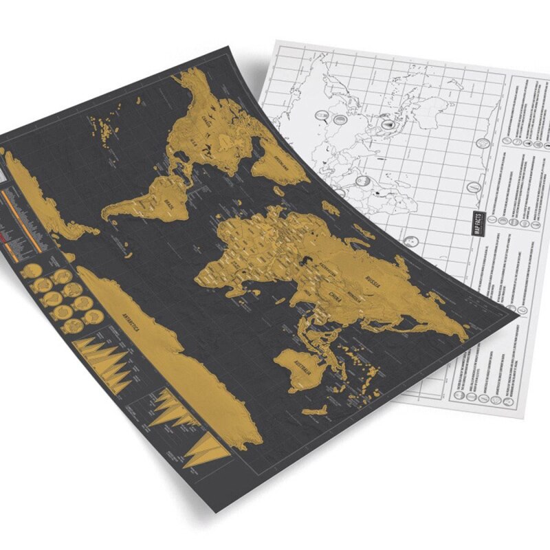 Mapa rascable negro de lujo, mapa del mundo, Mejor Decoración, escuela, suministros de papelería de oficina,