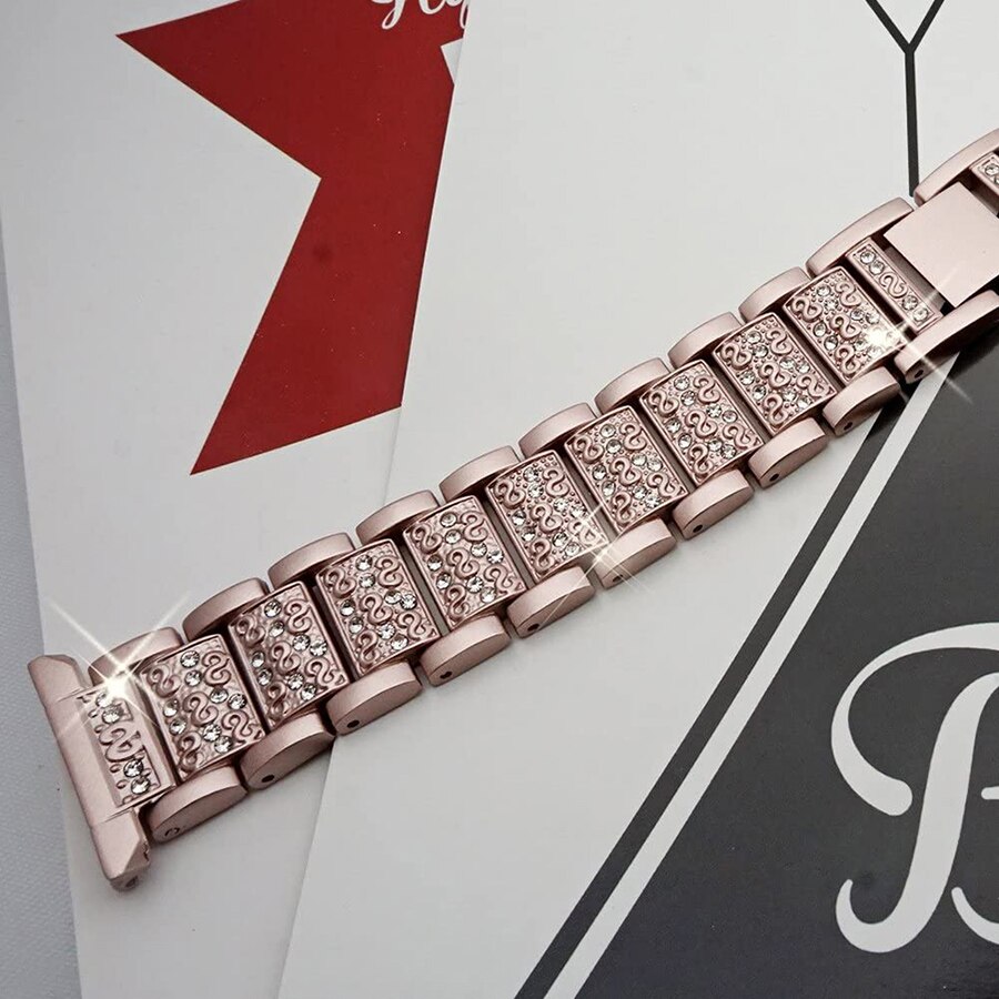 Pulsera brillante para Fitbit Versa 2/3, repuesto de Correa para Fitbit Sense, accesorios de Correa de reloj de Metal para mujer
