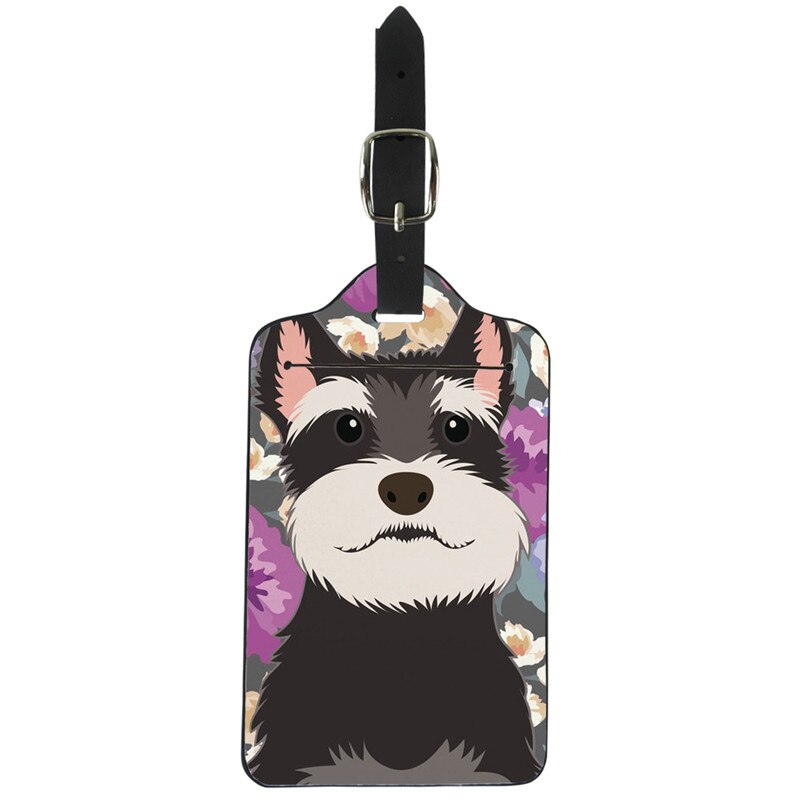 Forudesigns schnauzer hund trykt rejse bagage etiket stropper kuffert navn id adresse tags pu bagage tags rejsetilbehør: Z3006 z 24