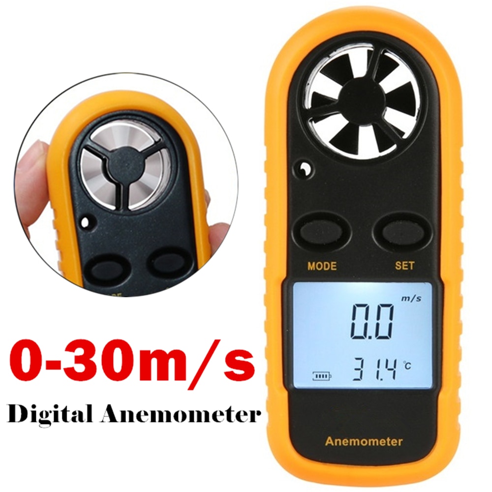Digital Anemometer Mini Wind Speed Gauge Air Velocity Airflow Meter GM816 0-30m/s -10~45C with LCD Back-light Display