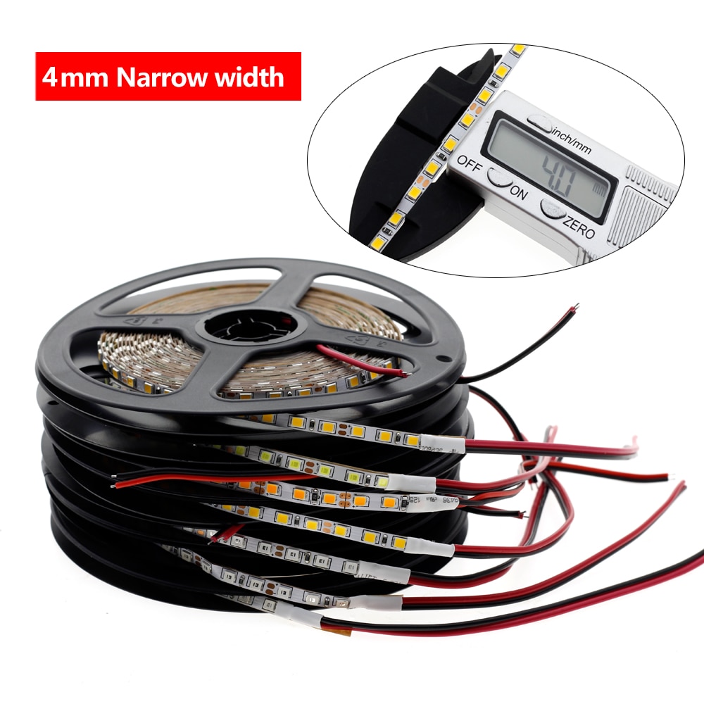 4mm Smalle Breedte DC12V LED Strip 2835 120led/m 5 Meter Flexibele Strip Licht Wit, warm wit, Blauw, Groen, Rood Geen Waterdichte Strip