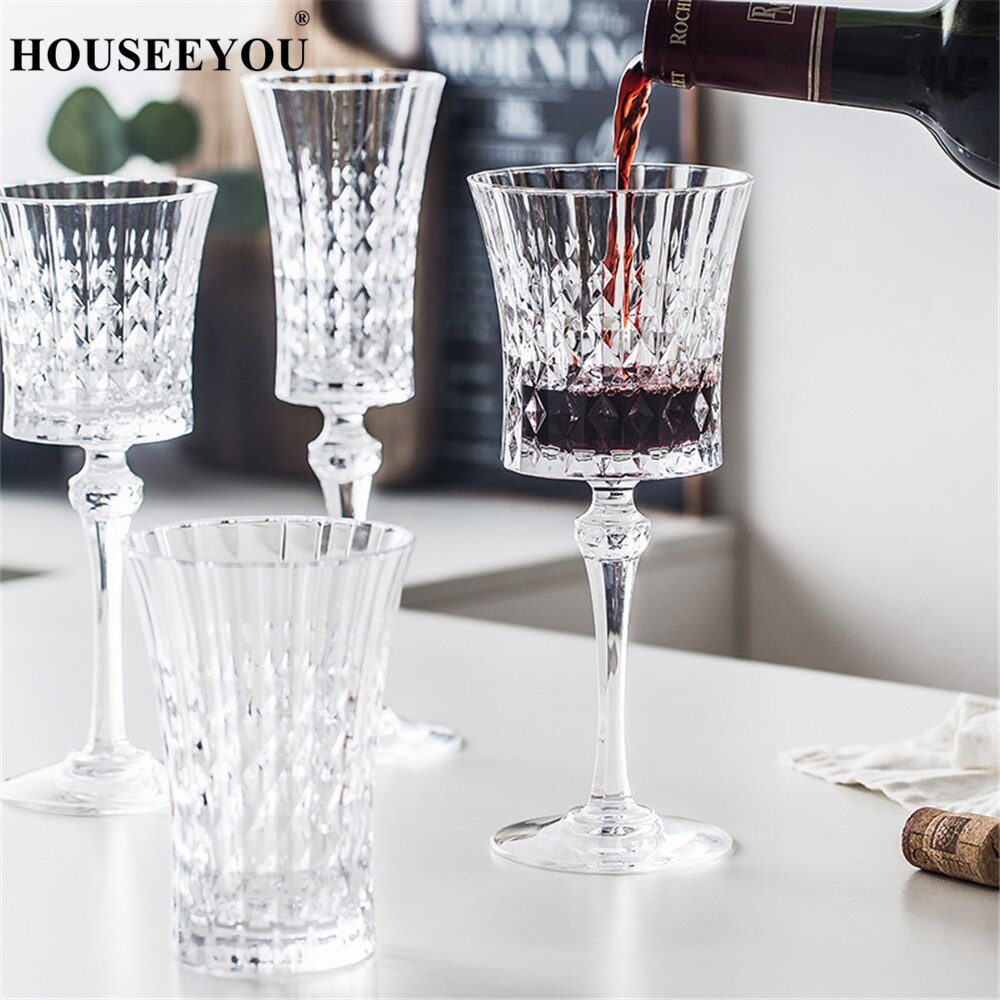 Husdu europeisk luksus retro utskåret krystallglass beger vinkopp champagne fløyter cocktail drikke bar restaurant verktøy