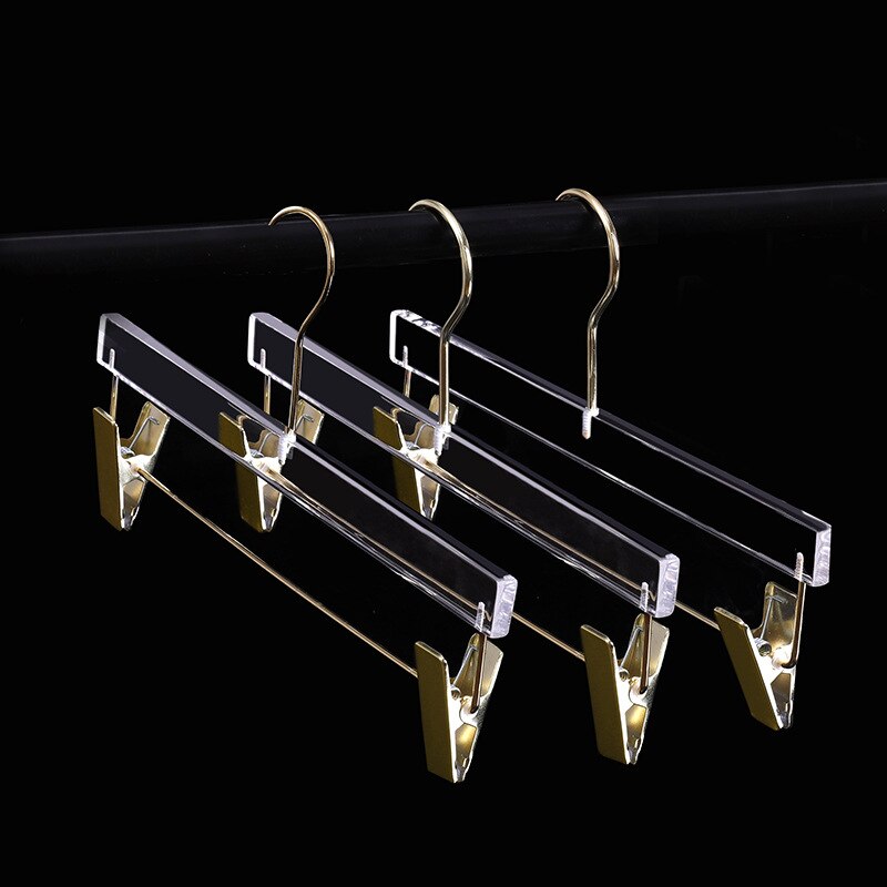 Brand 10pcs Acrylic Hanger Clear Suit Hanger Wardrobe Organizer Shirt Coat Clothes Rack Crystal Adult Pants Rack Store Display: Acrylic trouser rack / Aldult
