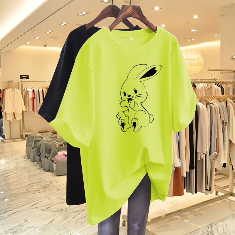 Vrouwen Kleding Korte Mouw Causale Cartoon Gedrukt T-shirt Zomer Basic Losse Alle Katoenen Top Tees Chic Y2k O-hals Truien